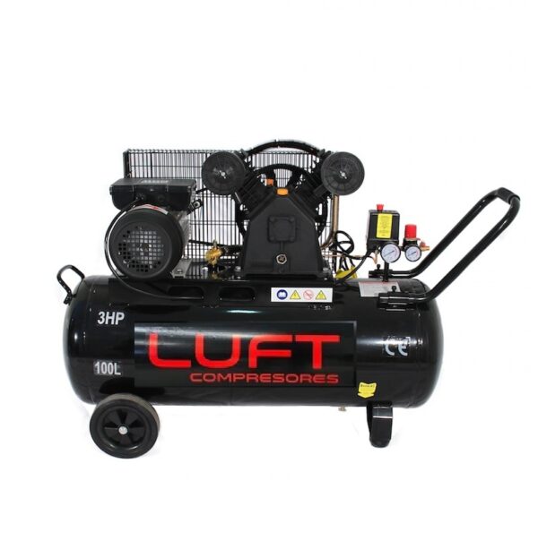 Compresor 3 Hp 100 Litros Transmisión por correa Cabezal en V.