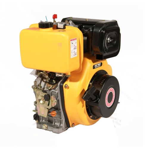 Motor Diesel estacionario 10 HP partida eléctrica LT 186F amarillo vista posterior