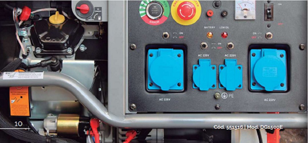 Detalle del panel de Generador bencinero monofásico DUCAR 11. 000 Watts DGE15000
