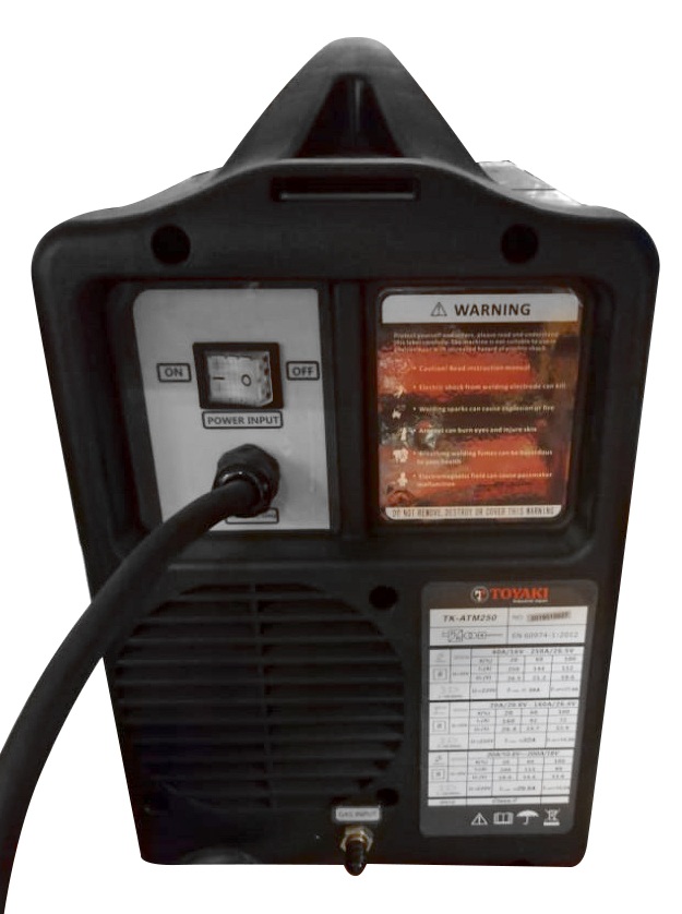 Soldadora MIG 250 TOYAKI multiproceso MIG/TIG/MMA vista posterior