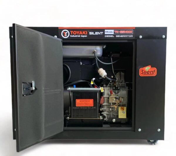vista del interior del Generador Diesel Insonoro Monofásico 14 KVA con fondo blanco