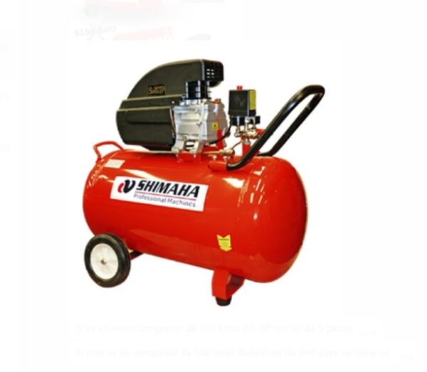 Compresor de Aire 100 Litros 2,5 HP Marca Shimaha WD 25100 BK