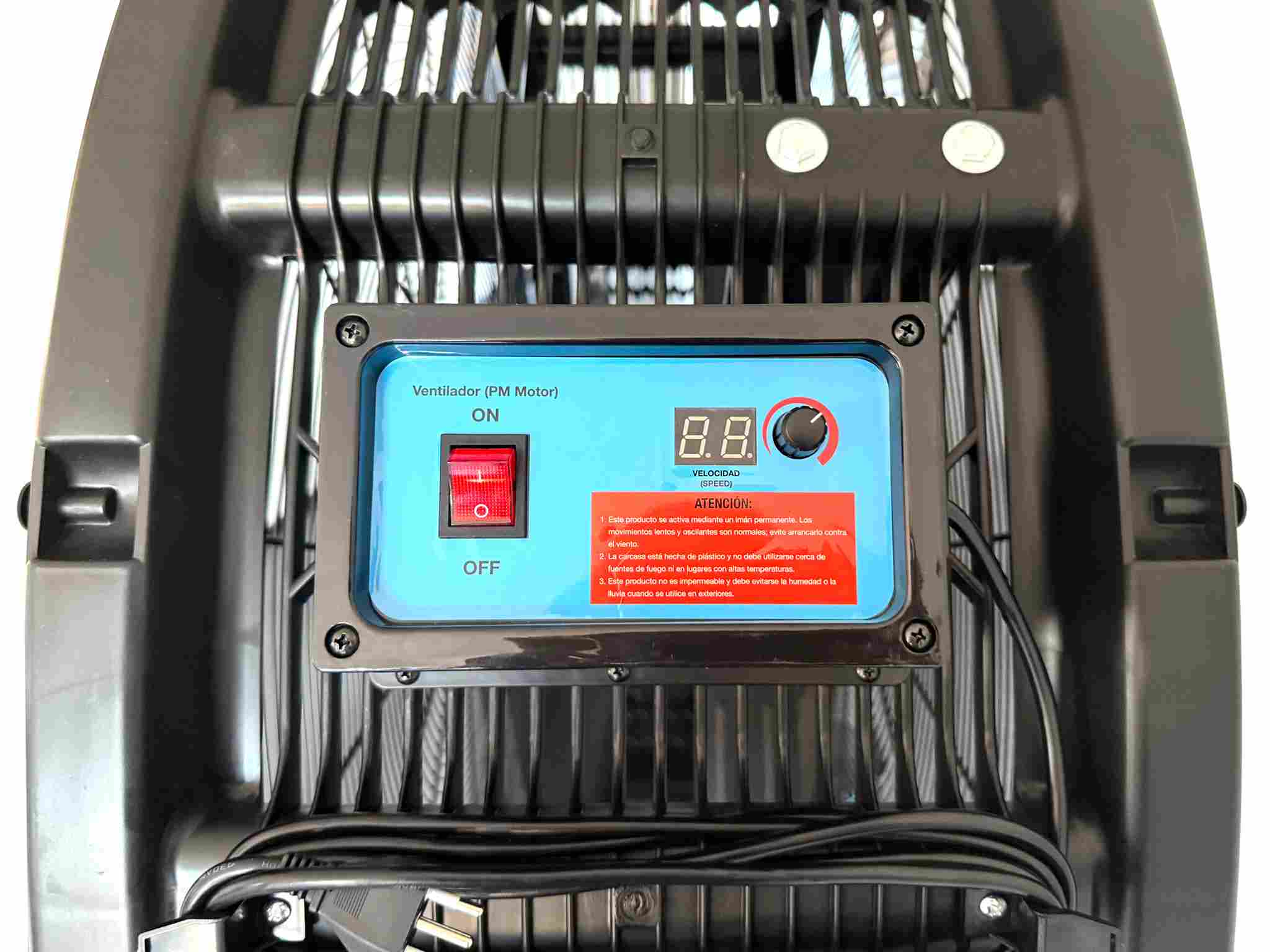 panel de control del ventilador industrial de piso de 48 pulgadas